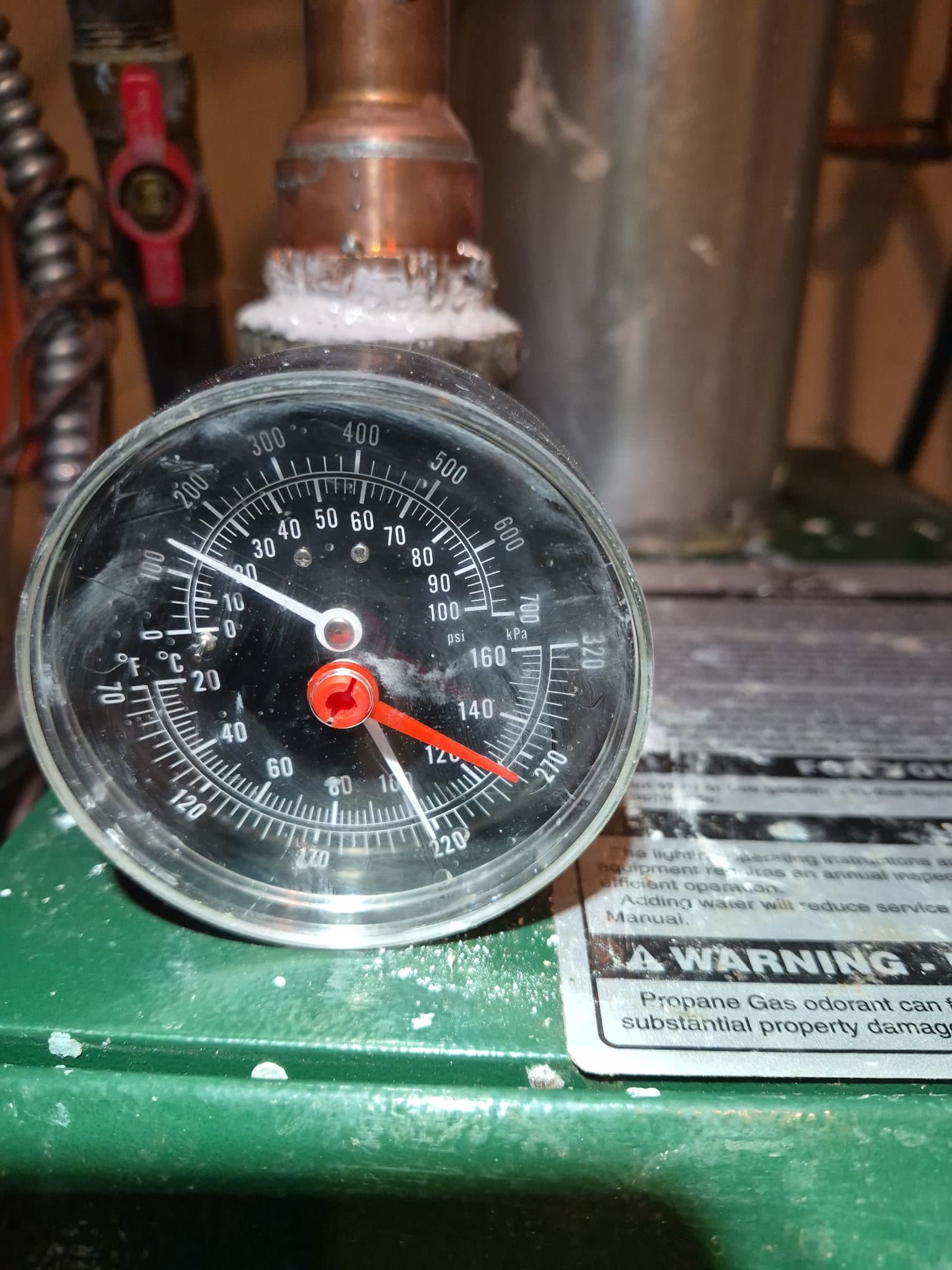 Boiler pressure gauge on Denver hydronic heating system